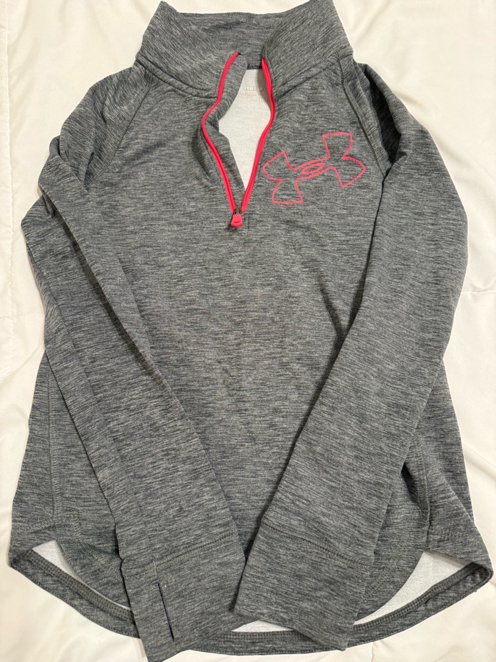 Under Armour Gray Heather Hoodie with Pink Trim Cold Gear